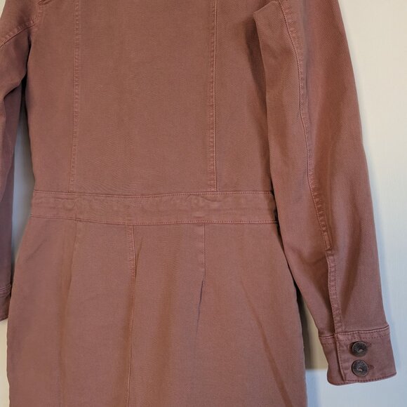 Faherty Jean Jacket Shirt Dress Organic Cotton Brownie Pink Button Casual XS NWT - Picture 14 of 16